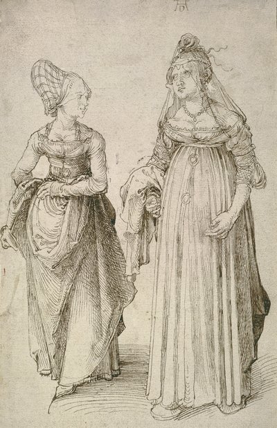Lady in Venetian Dress Contrasted with a Nuremberg Housewife by Albrecht Dürer